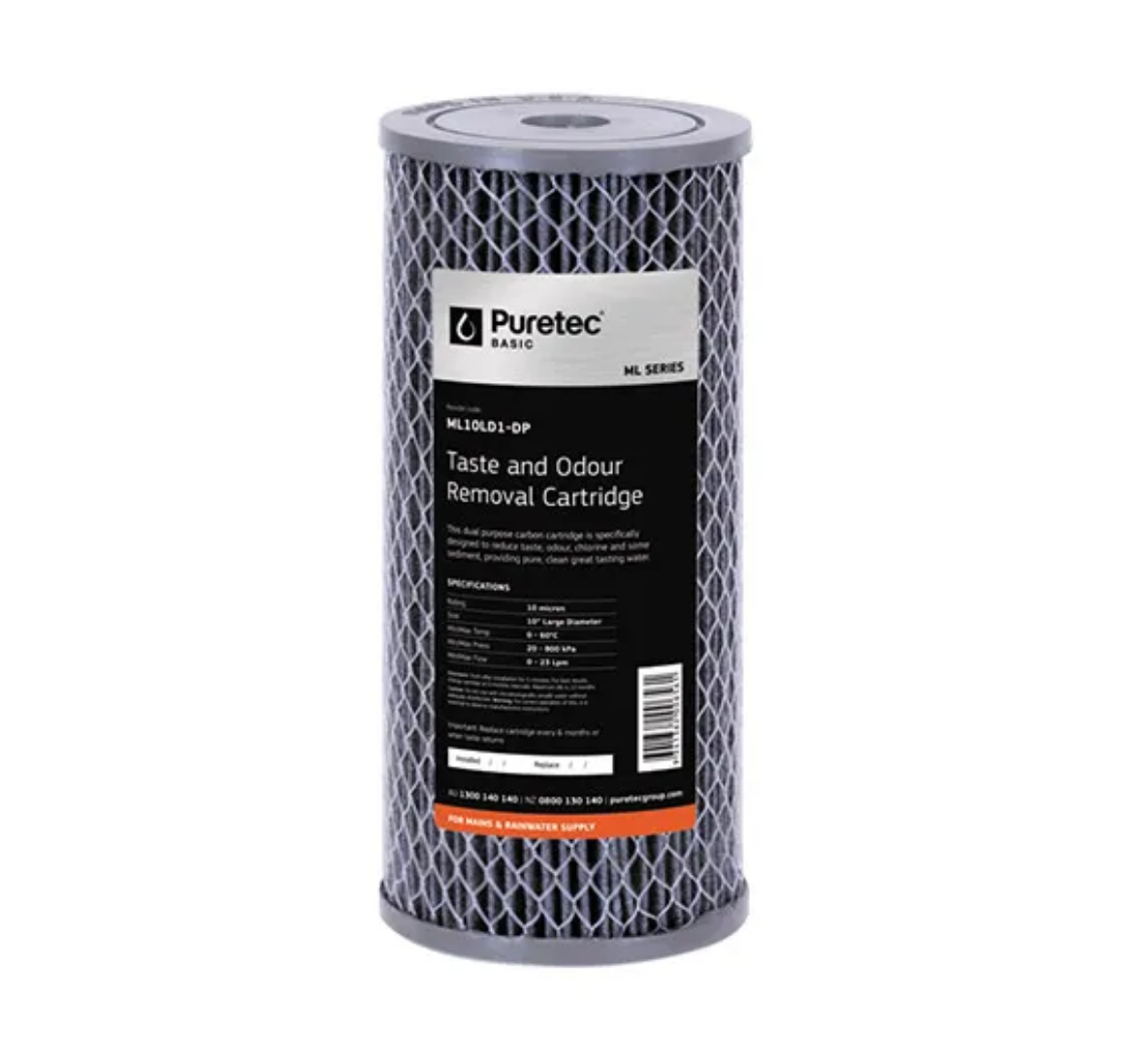 Picture of Puretec 10 Micron Pleated Carbon & Sediment 10" x 4.5" Large Dia Cartridge ML10LD1-DP