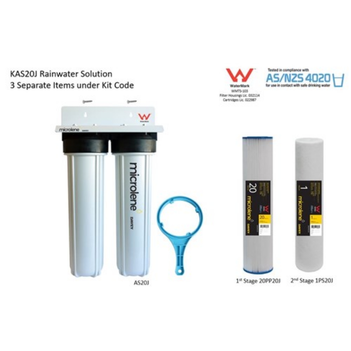 Picture of Davey Microlene 20" Jumbo Kit plus Bracket + Cartridges 20um Pleated + 1um Polyspun KAS20J